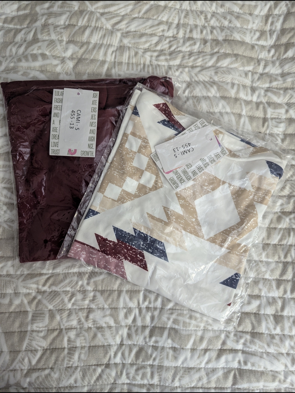 LuLaRoe Camisole Set in Burgundy, Navy & Cream Aztec Print